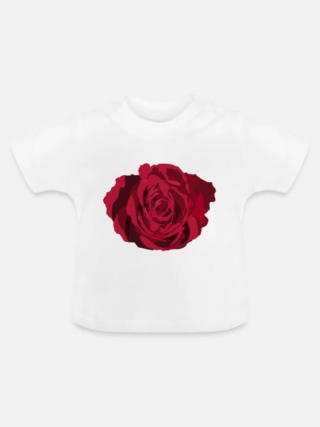 Rote Rose - Baby Bio-T-Shirt mit Rundhals - Weiß