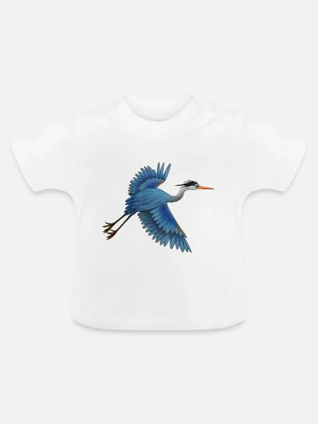 Blaureiher - Baby Bio-T-Shirt mit Rundhals - Weiß