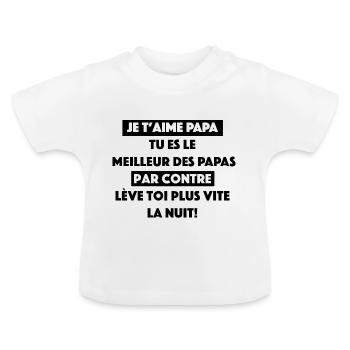 PAPA - T-shirt bio col rond Bébé - blanc - Devant