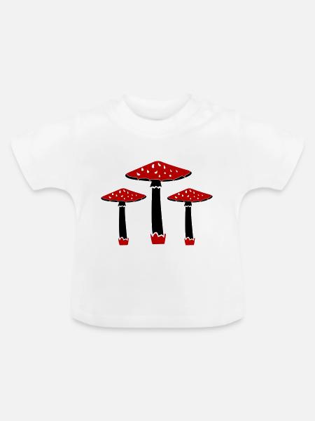Pilze - Baby Bio-T-Shirt mit Rundhals - Weiß