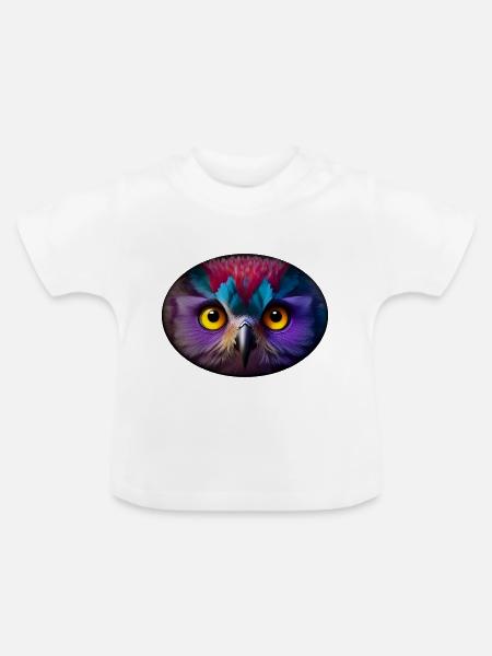 Regenbogen Eule - Baby Bio-T-Shirt mit Rundhals - Weiß