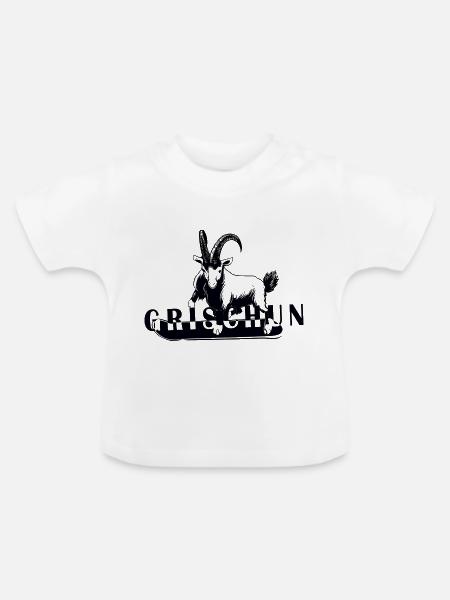 Grischun Steinbock Snowboard - Baby Bio-T-Shirt mit Rundhals - Weiß