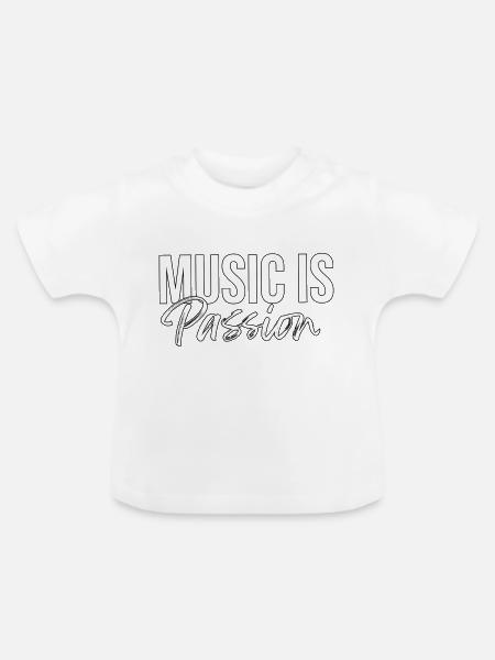 Music is passion - Baby Bio-T-Shirt mit Rundhals - Weiß