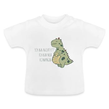 Fetter schwangerer Dinosaurier - Baby Bio-T-Shirt mit Rundhals - Weiß - Vorne