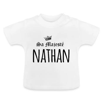 Sa majesté Nathan - T-shirt bio col rond Bébé - blanc - Devant