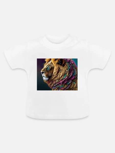 Löwe - Baby Bio-T-Shirt mit Rundhals - Weiß