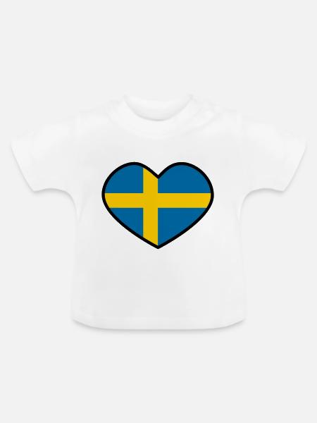 Schwedisches Herz - Baby Bio-T-Shirt mit Rundhals - Weiß