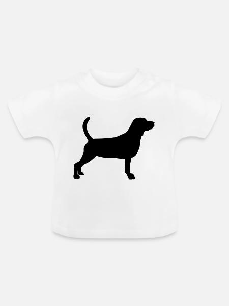 beagle schattenriss 1 - Baby Bio-T-Shirt mit Rundhals - Weiß