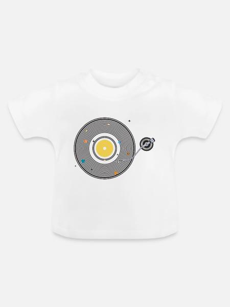 Sonnensystem Vinyl Schallplatte - Baby Bio-T-Shirt mit Rundhals - Weiß