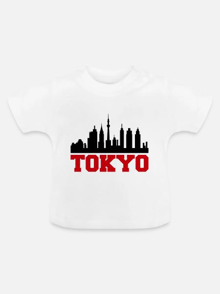 tokyo skyline - Baby Bio-T-Shirt mit Rundhals - Weiß