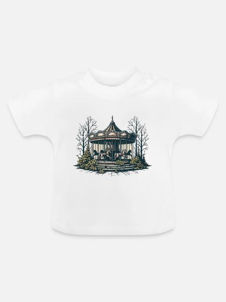 Verlassenes Kinderkarussell - Baby Bio-T-Shirt mit Rundhals - Weiß