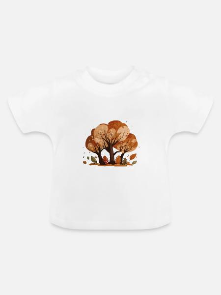 Herbstbaum-Trio (Herbstkollektion #2) - Baby Bio-T-Shirt mit Rundhals - Weiß