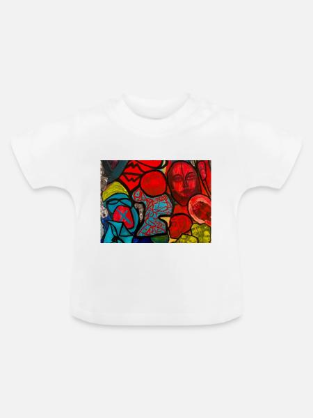Kunstvolles Design - Baby Bio-T-Shirt mit Rundhals - Weiß