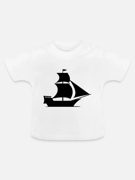 Piratenschiff - Baby Bio-T-Shirt mit Rundhals - Weiß