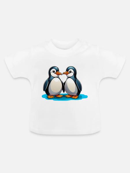Zwei Pinguine - Baby Bio-T-Shirt mit Rundhals - Weiß
