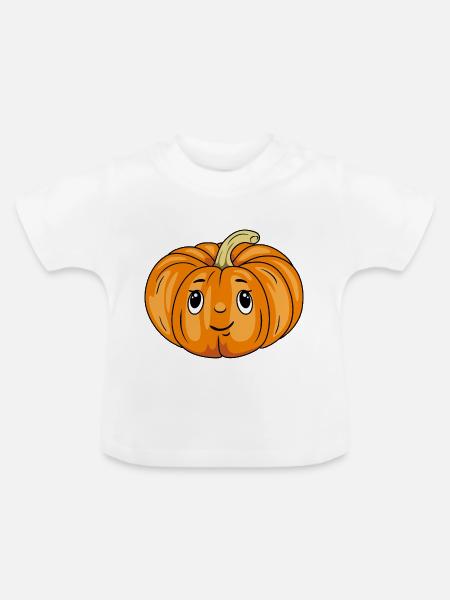 Schüchterne Kürbis-Emotion - Baby Bio-T-Shirt mit Rundhals - Weiß