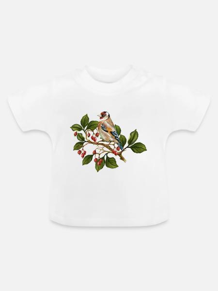 Bunter Vogel - Baby Bio-T-Shirt mit Rundhals - Weiß