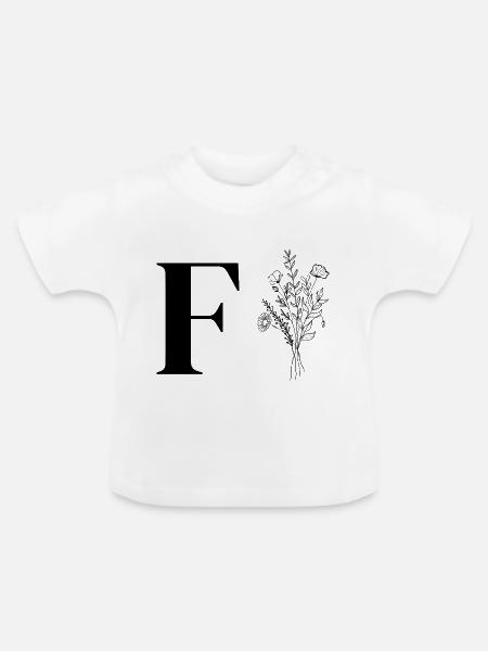 Minimalistische Blumen - Baby Bio-T-Shirt mit Rundhals - Weiß