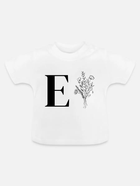 Minimalistische Blumen - Baby Bio-T-Shirt mit Rundhals - Weiß
