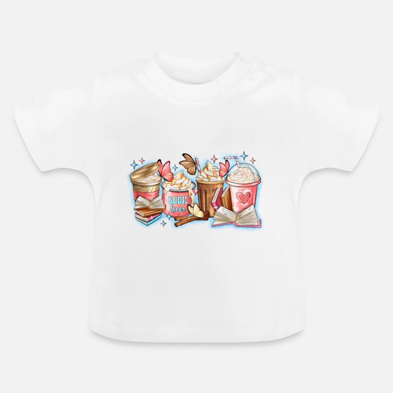 Buch Lover Kaffeetassen - Baby Bio-T-Shirt mit Rundhals - Weiß