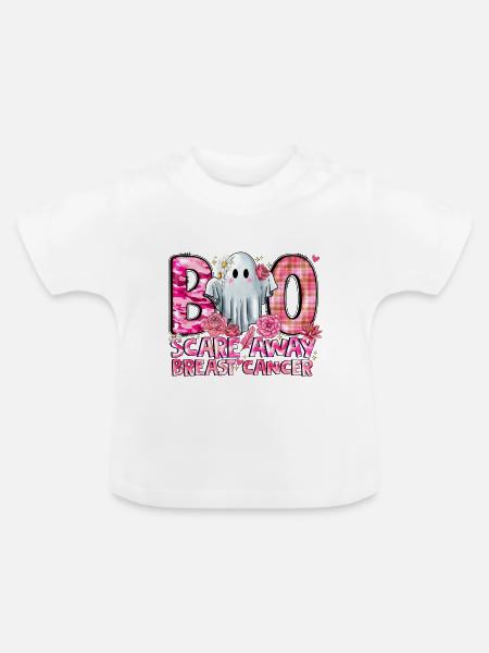 Boo verscheucht Brustkrebs - Baby Bio-T-Shirt mit Rundhals - Weiß