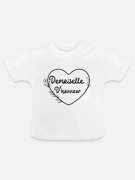 Brautjungfer Blumenherz - Baby Bio-T-Shirt mit Rundhals - Weiß
