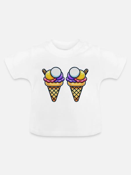 eiscreme 2 - Baby Bio-T-Shirt mit Rundhals - Weiß