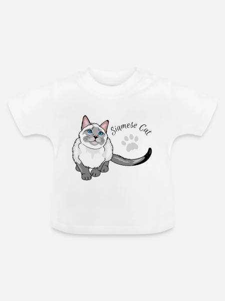 Neugierige Siamkatze - Baby Bio-T-Shirt mit Rundhals - Weiß