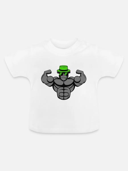 strong gorilla - Baby Bio-T-Shirt mit Rundhals - Weiß