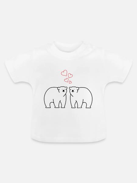 Eisbären verliebt - Baby Bio-T-Shirt mit Rundhals - Weiß