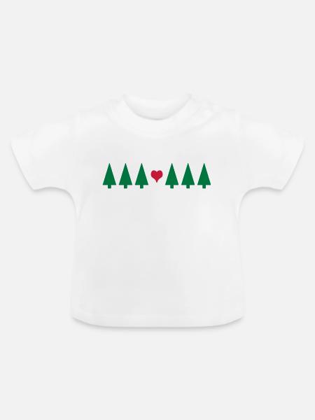 Weihnachtsbaum mit Herz - Baby Bio-T-Shirt mit Rundhals - Weiß