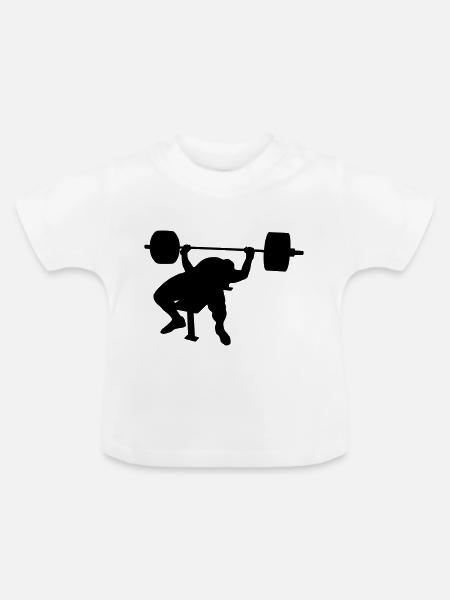 Bankdrücken - Baby Bio-T-Shirt mit Rundhals - Weiß
