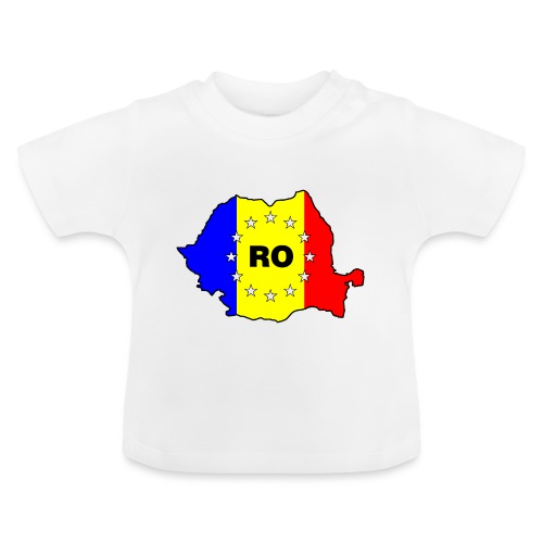 Rumänien-Karte mit EU-Sternen - Baby Bio-T-Shirt mit Rundhals