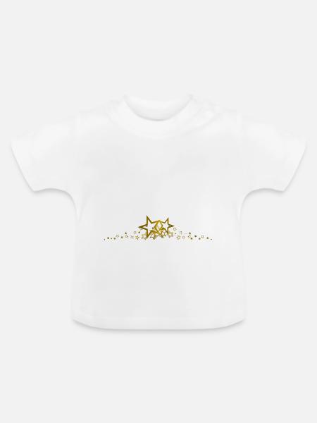 Sternrahmen Gold - Baby Bio-T-Shirt mit Rundhals - Weiß