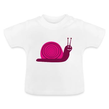 Pinke Schnecke - Baby Bio-T-Shirt mit Rundhals - Weiß - Vorne