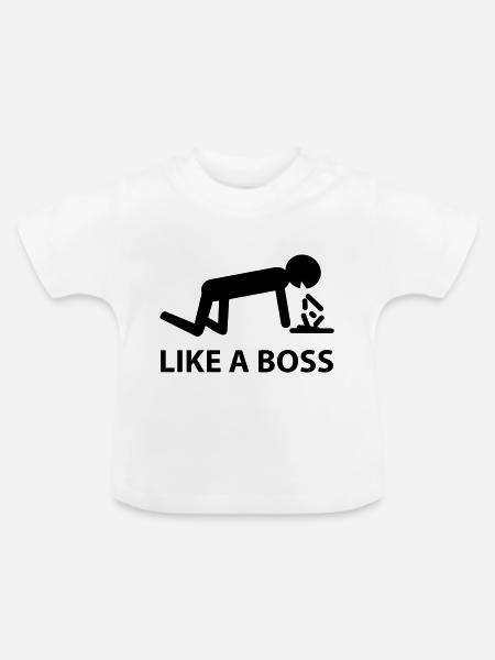 like a boss - Baby Bio-T-Shirt mit Rundhals - Weiß