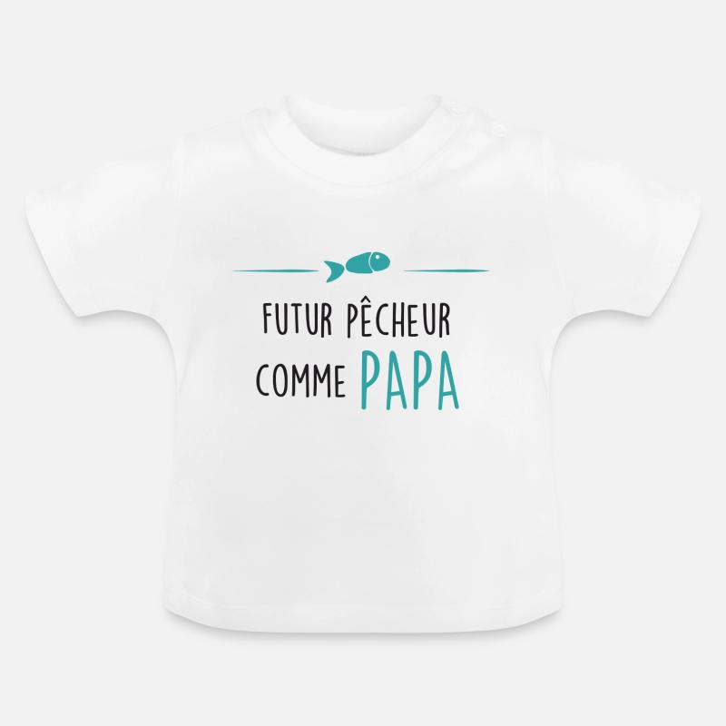 Futur pêcheur comme papa - T-shirt bio col rond Bébé - blanc