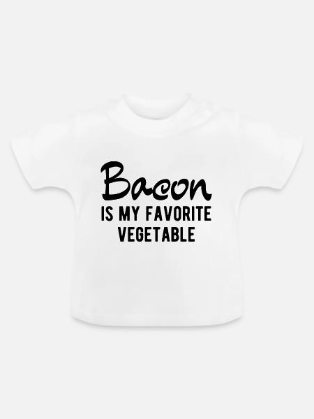Speck ist mein Lieblingsgemüse - Baby Bio-T-Shirt mit Rundhals - Weiß