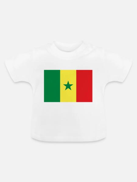 Senegalflagge - Baby Bio-T-Shirt mit Rundhals - Weiß