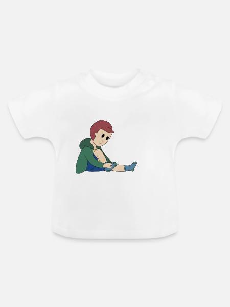 Anziehen von Socken - Baby Bio-T-Shirt mit Rundhals - Weiß