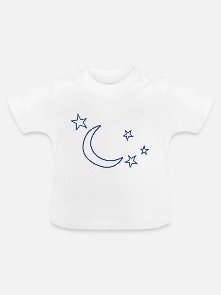 Sterne Mond - Baby Bio-T-Shirt mit Rundhals - Weiß