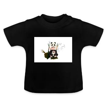 Baby panda - Baby Organic T-Shirt with Round Neck - black - Front