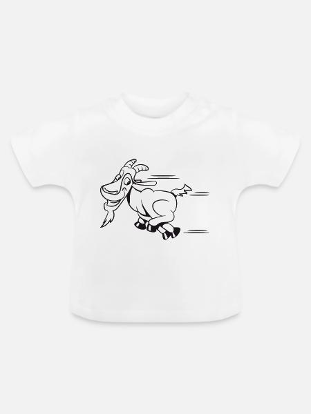 Ziege rennen laufen - Baby Bio-T-Shirt mit Rundhals - Weiß