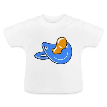 Sucette bleue - T-shirt bio col rond Bébé - blanc - Devant