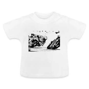 Moto de course - T-shirt bio col rond Bébé - blanc - Devant
