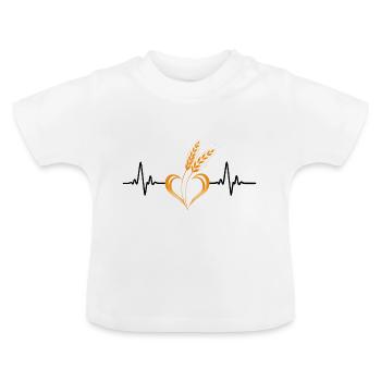 Love Getreide mit Herzfrequenz - Baby Bio-T-Shirt mit Rundhals - Weiß - Vorne