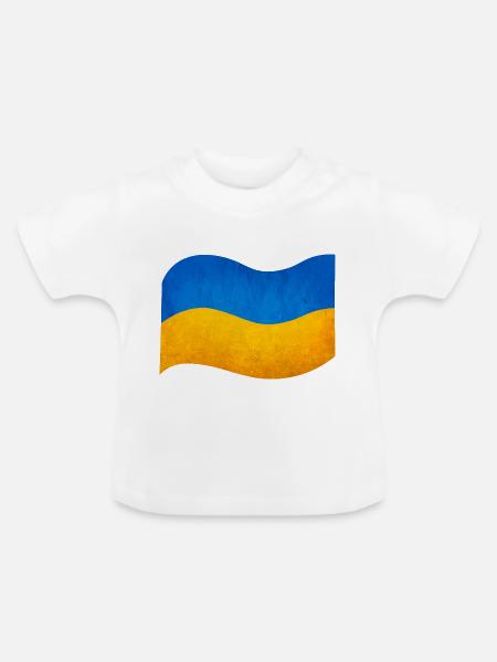 The flag of Ukraine - Baby Bio-T-Shirt mit Rundhals - Weiß