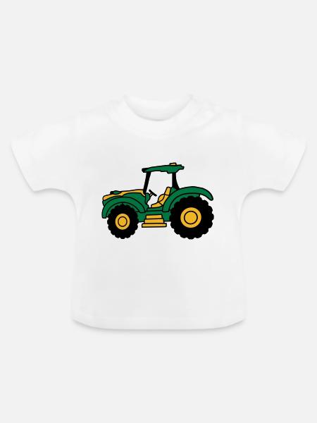 Bauernhof Traktor fahren - Baby Bio-T-Shirt mit Rundhals - Weiß