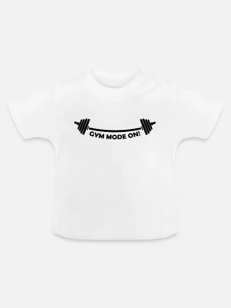 Gym Mode on - Baby Bio-T-Shirt mit Rundhals - Weiß