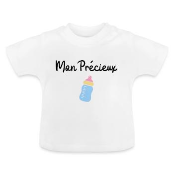 mon précieux biberon - T-shirt bio col rond Bébé - blanc - Devant